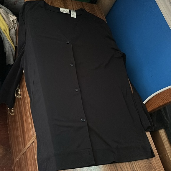 Villager A Liz Claiborne Company Black Light Jacket Cover Up Button Cardigan M - Picture 9 of 16